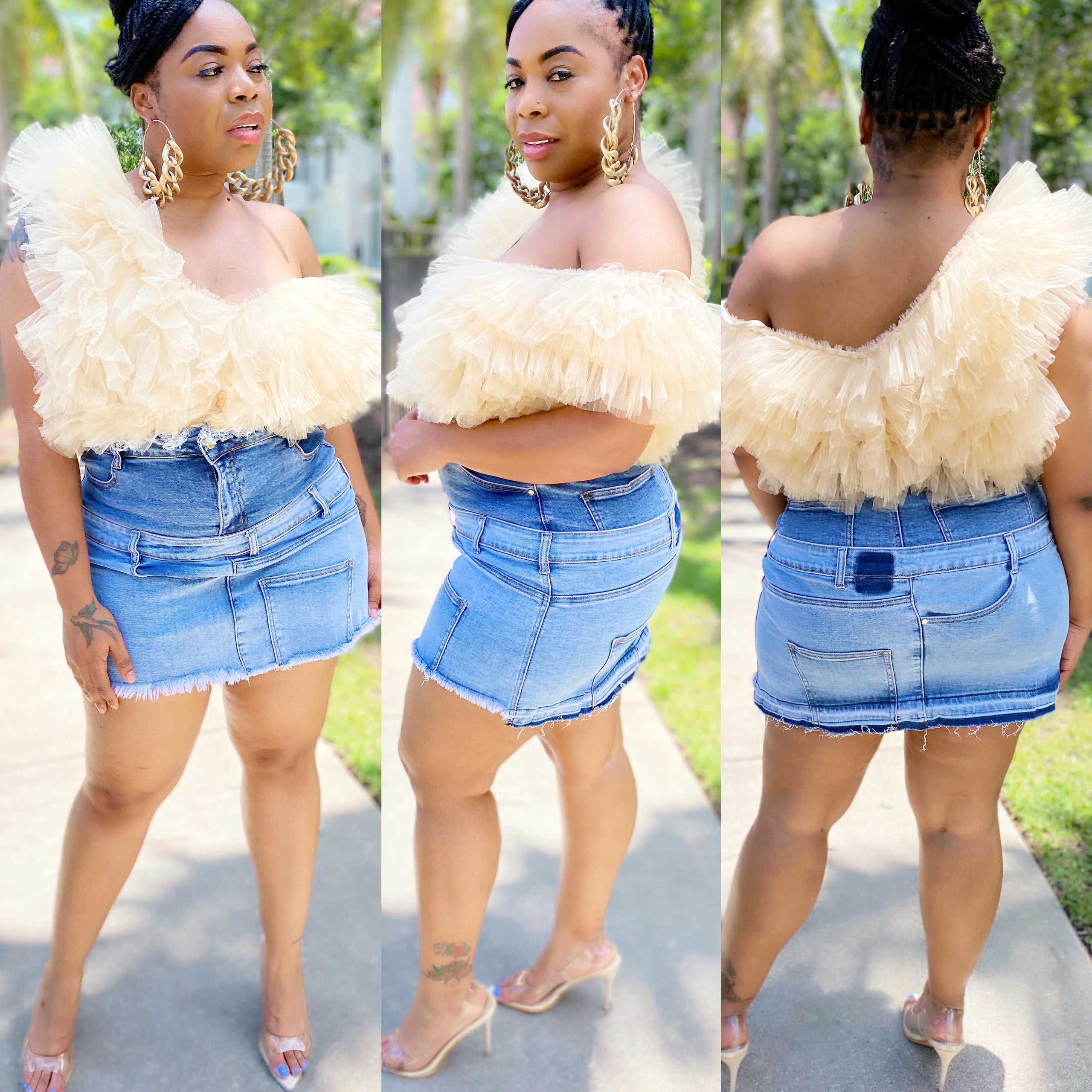 Mixer Denim Mini Skirt I Am Queen Couture